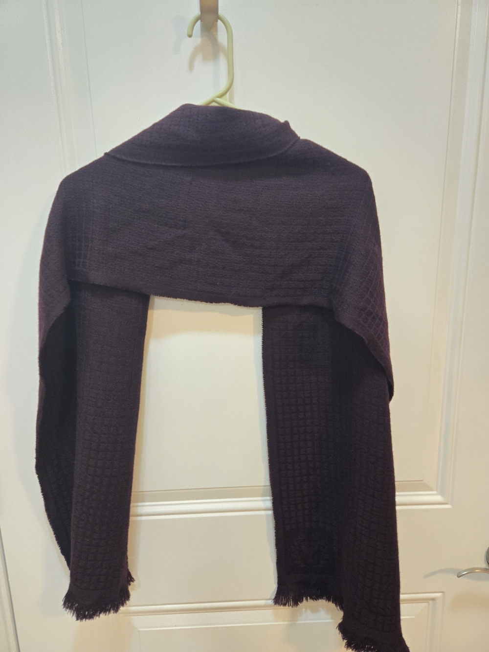 Vintage Dion Neckwear Men 100% Wool Scarf Fringe Made in Italy Plum Purple